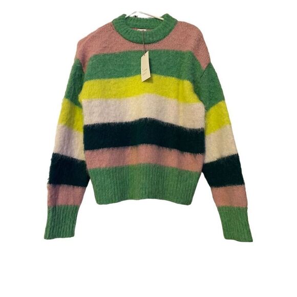 A New Day Women's Multicolor Striped Fuzzy Pullover Sweater Size S - Picture 1 of 8